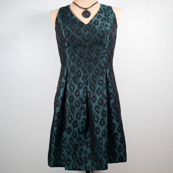 Ann Taylor LOFT Petite Leopard Jacquard Flare Dress - Picture 5 of 12